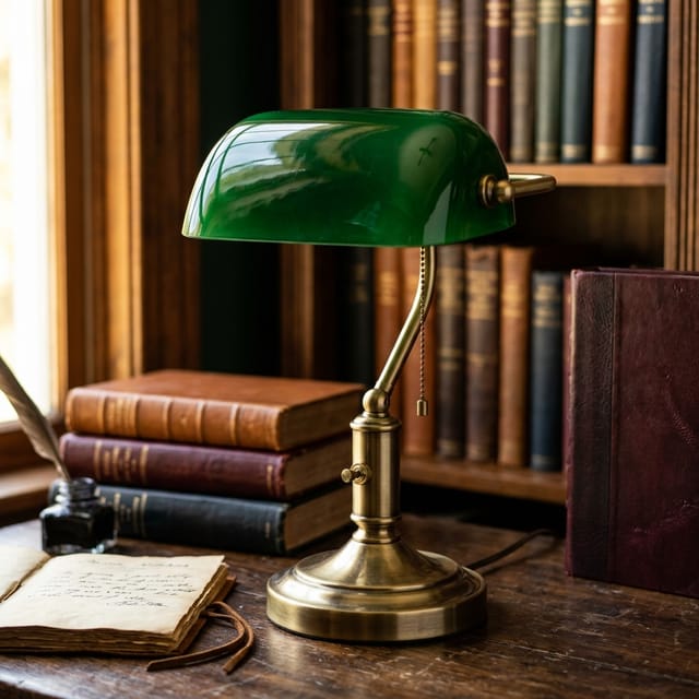 Brass Banker's Desk Lamp