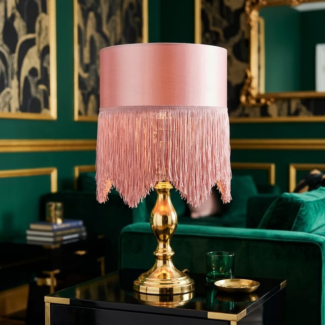 Blush Fringe Lamp