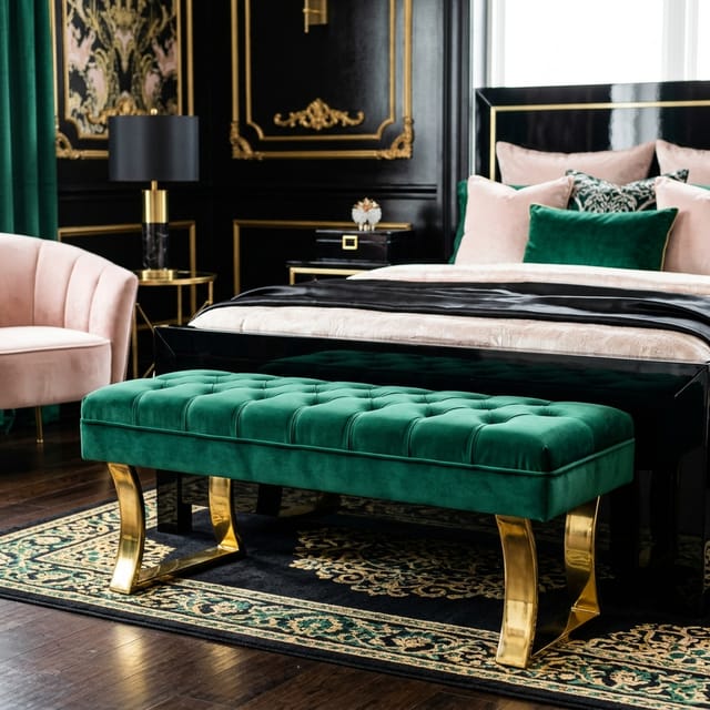 Emerald Velvet Bench