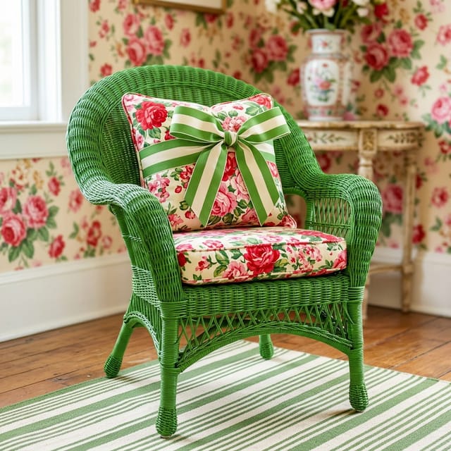 Green Wicker Armchair