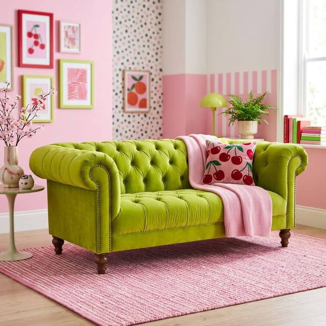 Lime Velvet Sofa