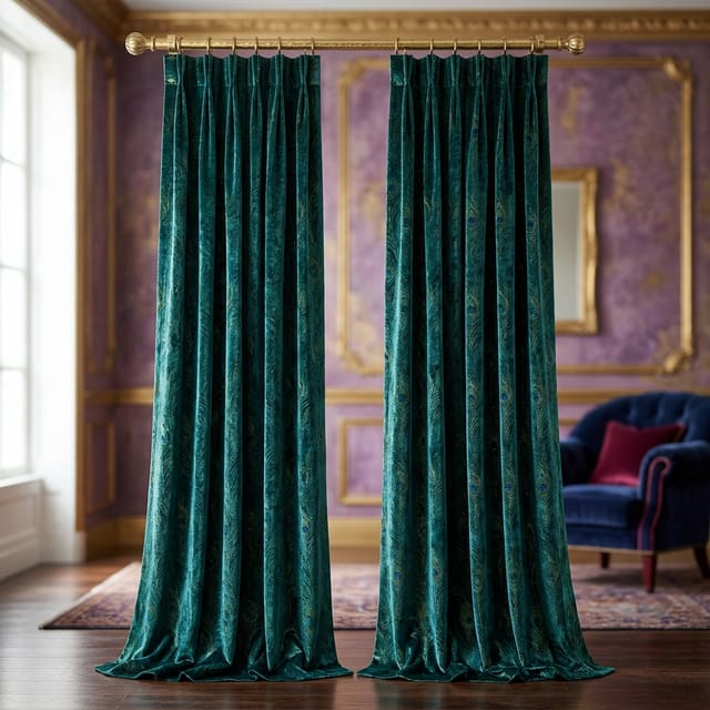 Peacock Velvet Drapes