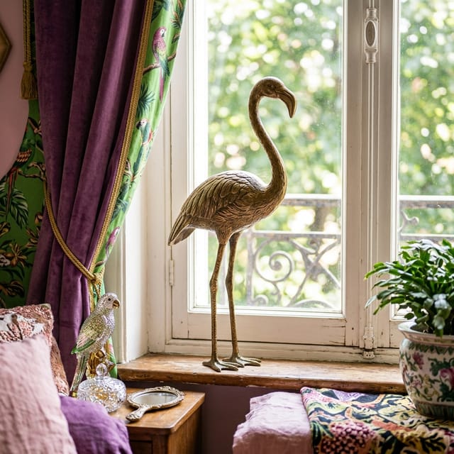Brass Flamingo Statue
