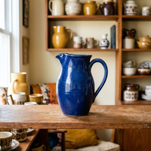 Cobalt Pottery Pitcher