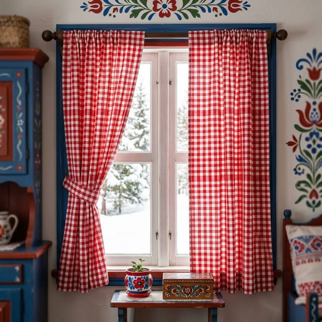 Red Gingham Curtains
