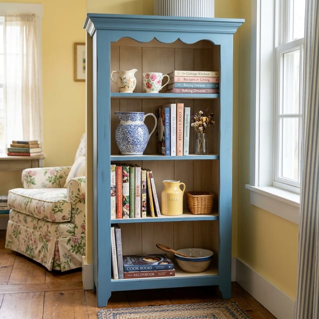Blue Painted Bookcase