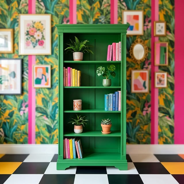 Painted Green Bookcase