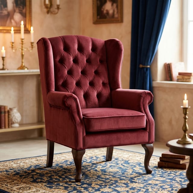 Velvet Wingback Chair