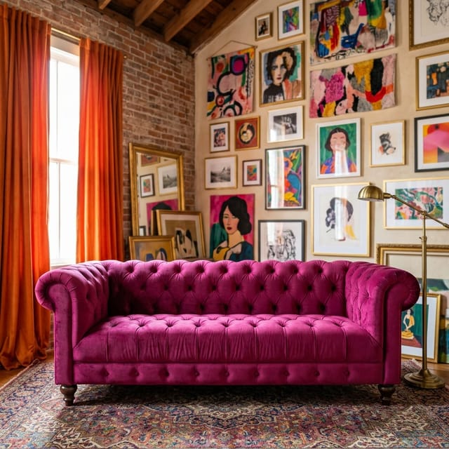 Magenta Chesterfield Sofa