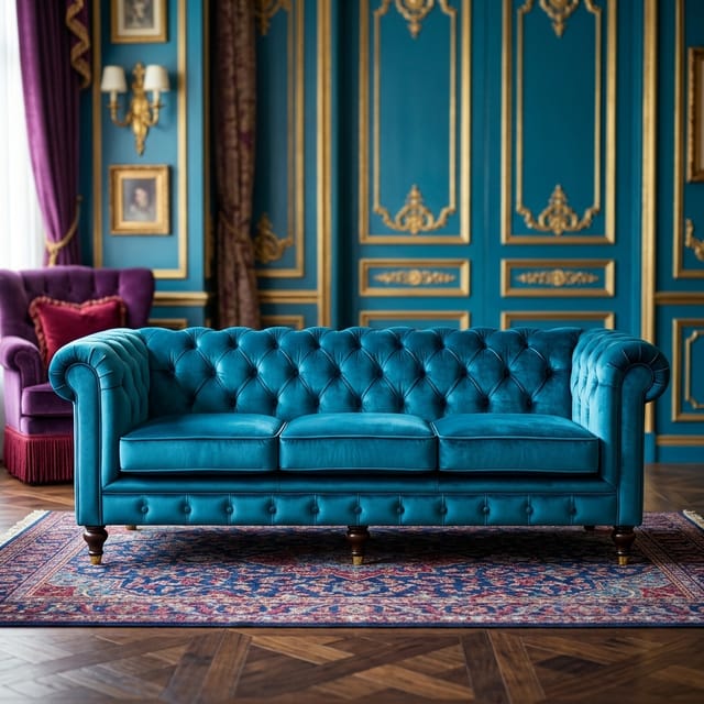Peacock Velvet Sofa