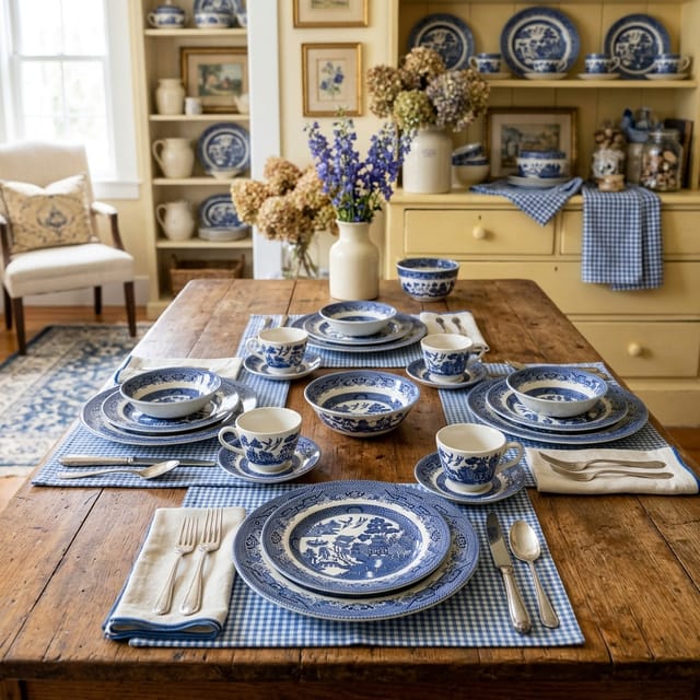 Blue Willow Dinnerware Set