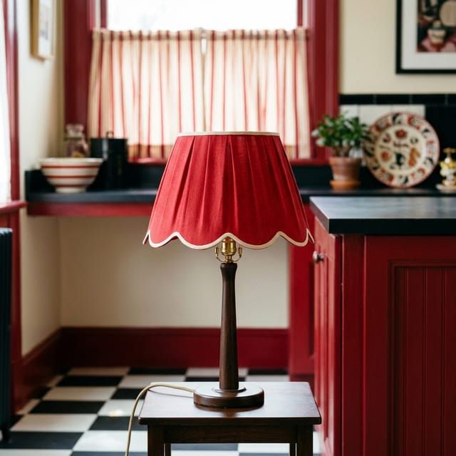 Red Scalloped Lampshade