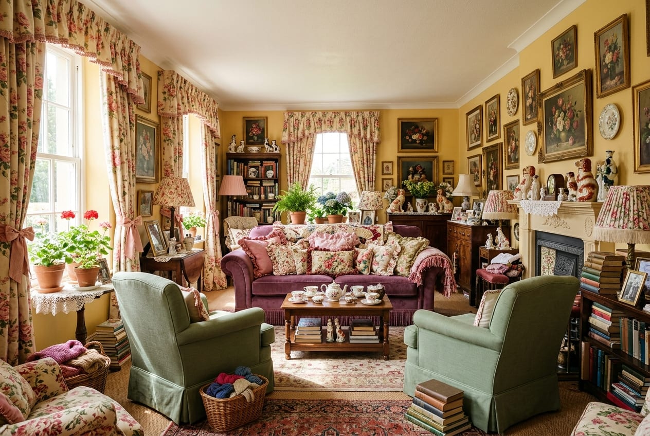 Romantic Cluttercore decor idea
